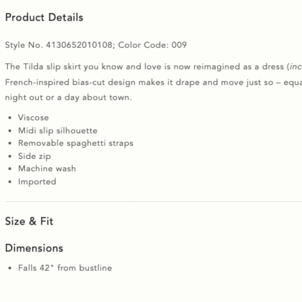 New with tag unworn Anthropologie Tilda Satin Midi Slip Dress.Small. Retail $118 - Picture 5 of 11